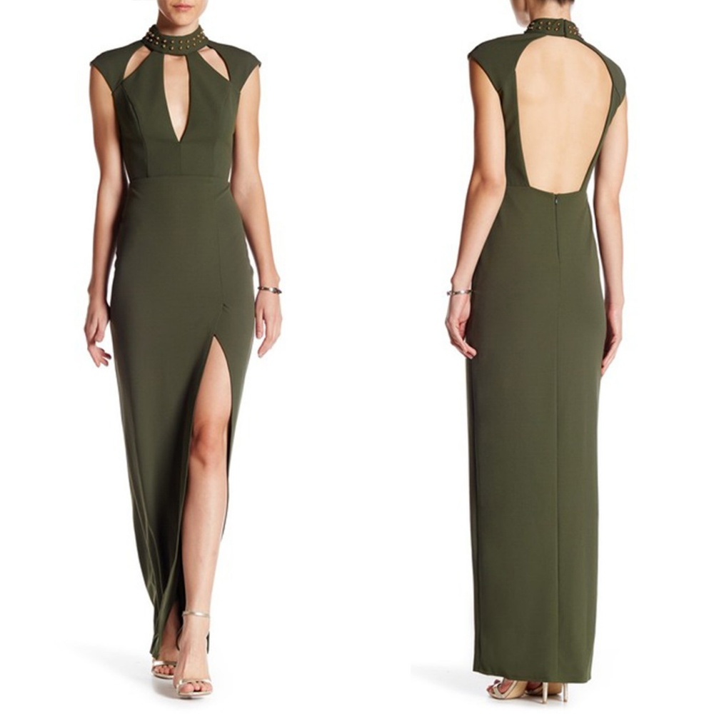 ABS Allen Schwartz Studded Backless Scuba Dress